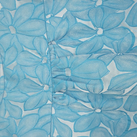 Beautiful Pomander Place Tiered Dress. Turquoise Blue Floral Print! Medium. - Picture 5 of 12